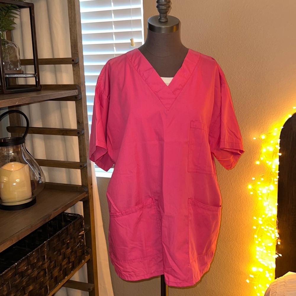 SOLD on WN - Hot pink scrubs short sleeve top scrubs
